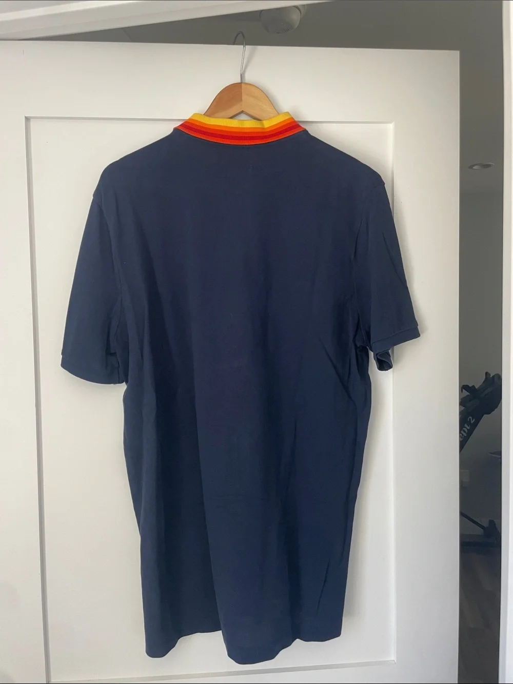 Navy Polo Shirt with Rainbow Trim Collar Polo Country Sportsman Patch